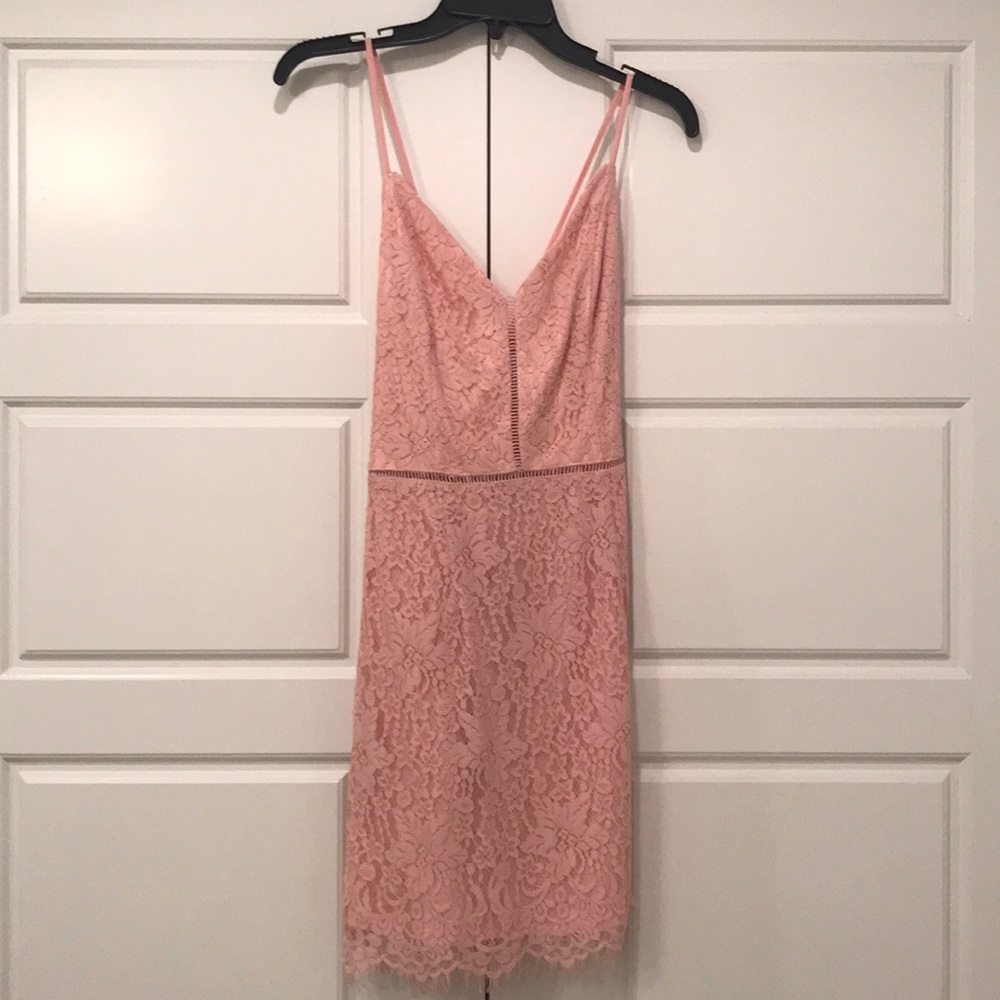 Pink Lace Spaghetti Strap Dress
